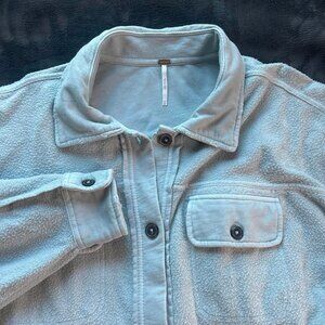 Free People Ruby Jacket Soft Distressed Oversized Shacket Light Blue